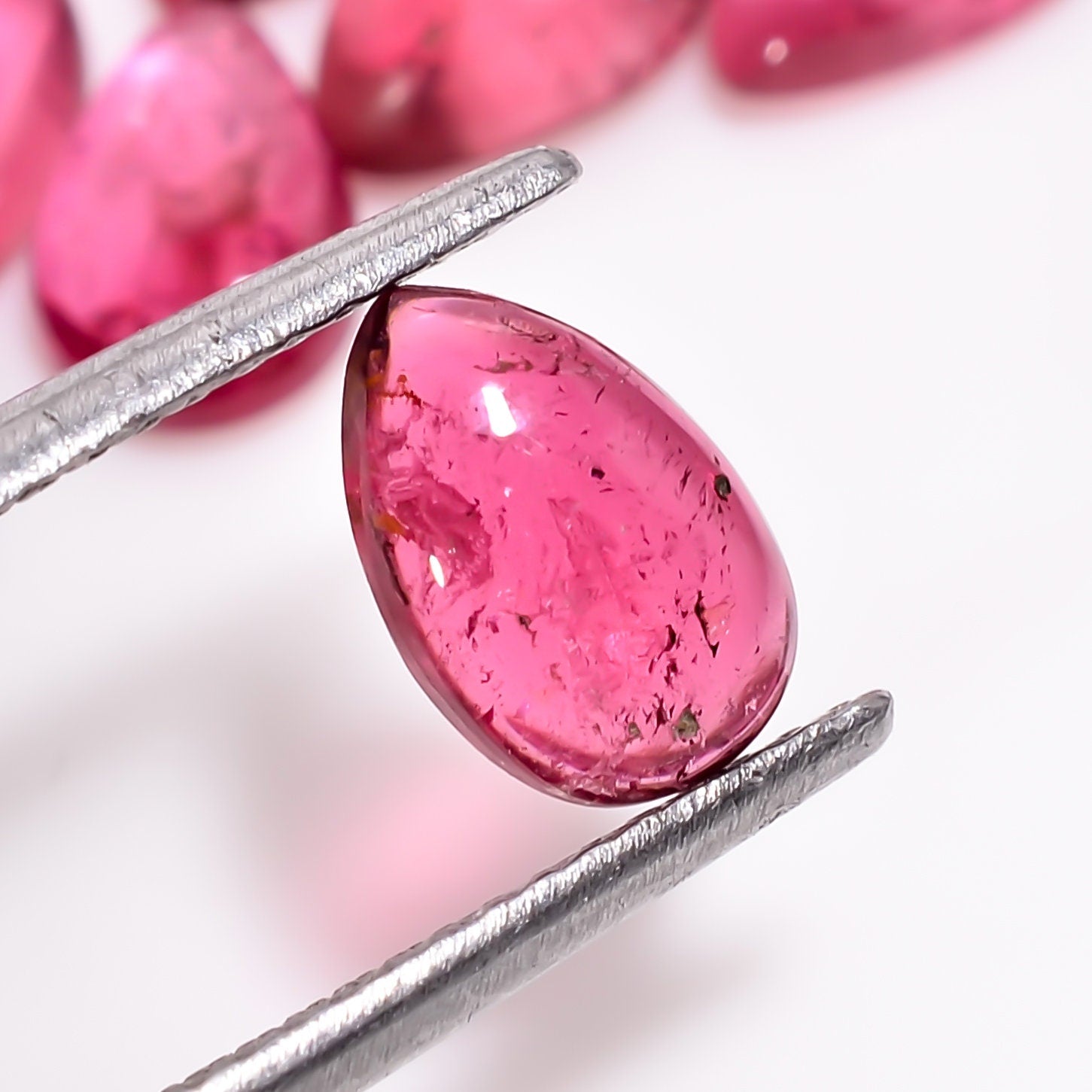 pink tourmaline pear shape cabochon loose gemstone 10 pcs lot